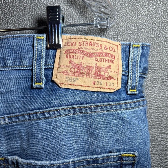 Mens Levi's 569 jeans 38 x 30 - Loose Straight Blue Denim Medium Wash Relax Fit - Picture 3 of 9
